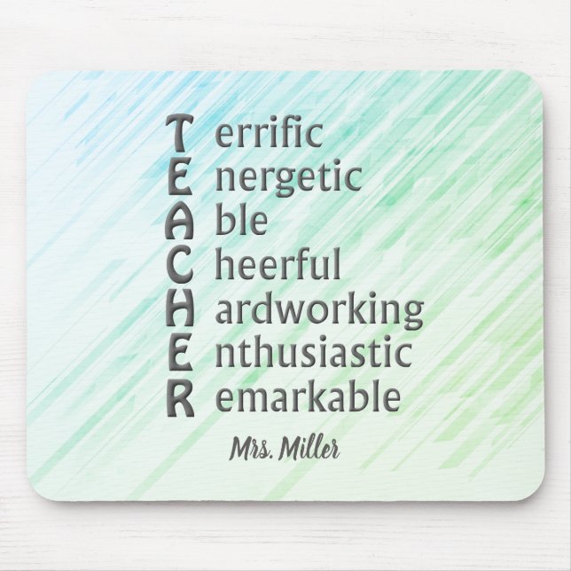Acronym for Teachers Name Green Blue Abstract   Mouse Mat (Front)