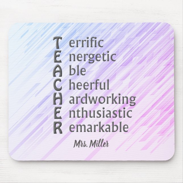 Acronym for Teachers Name Purple Abstract  Mouse Mat (Front)