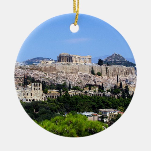 Acropolis – Athens Ceramic Tree Decoration (Front)