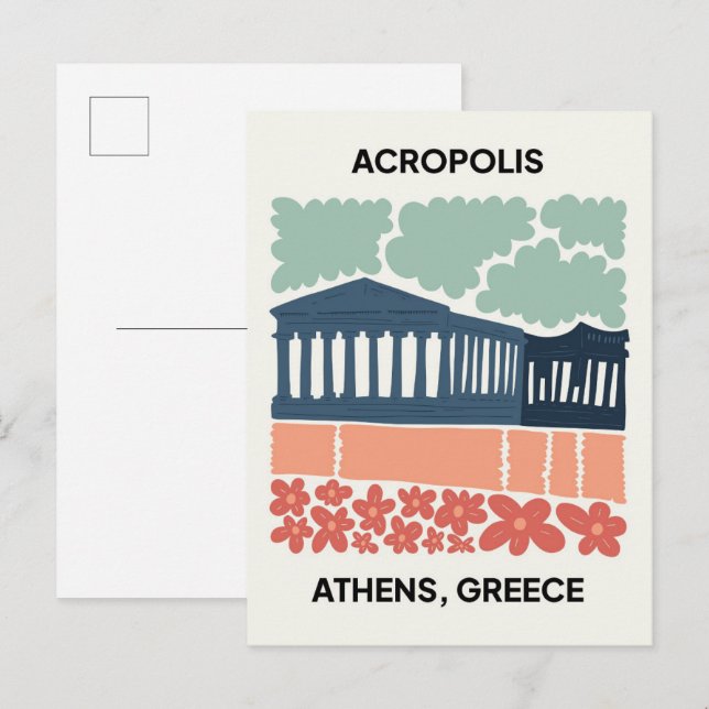 Acropolis Athens Greece abstract travel floral art Postcard (Front/Back)