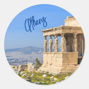 Acropolis hill, Athens, Greece Postcard Classic Round Sticker