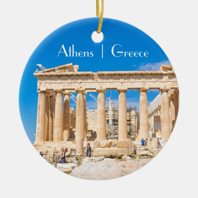 Acropolis in Athens, Greece Ceramic Tree Decoration (Front)