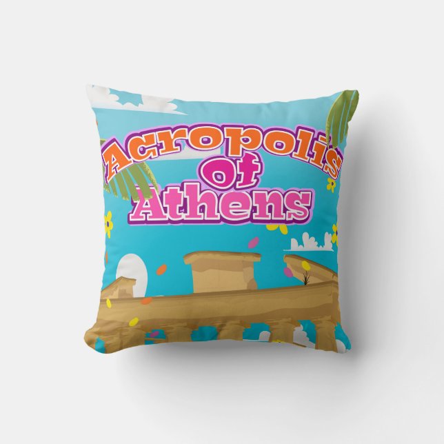 Acropolis of Athens Greece travel poster. Cushion (Front)