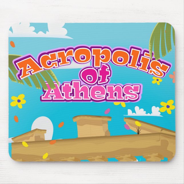 Acropolis of Athens Greece travel poster. Mouse Mat (Front)