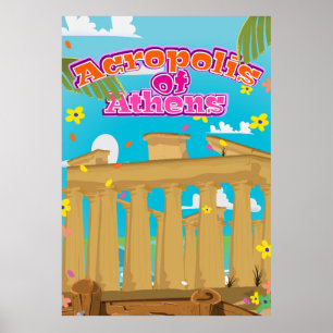 Acropolis of Athens Greece travel poster. Poster