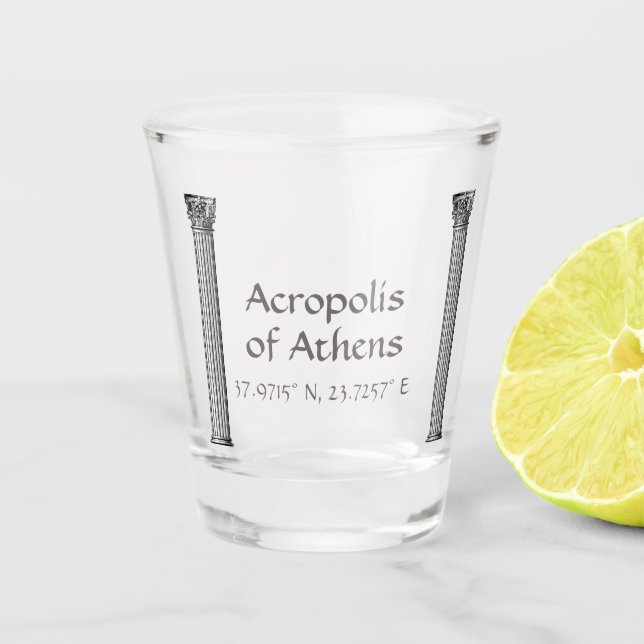 Acropolis of Athens Latitude  Longitude  Shot Glass (Front)