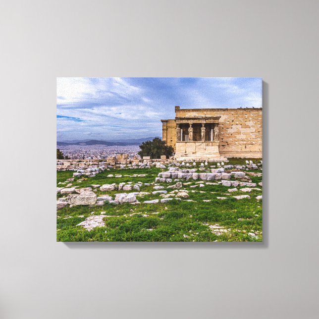Acropolis with cloudy sky as background, Athens Canvas Print (Front)