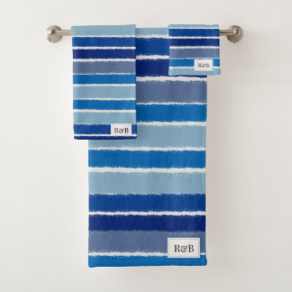 Across The Lines In Blues - Monogram Towel