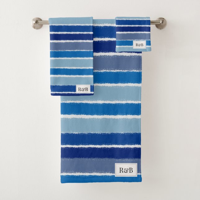 Across The Lines In Blues - Monogram Towel (Insitu)