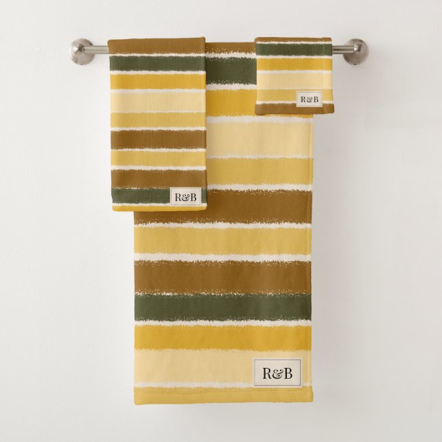 Across The Lines - Warm Earthy Monogram Towel (Insitu)