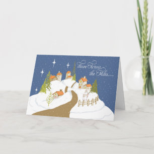 Across the Miles Christmas Night Houses with Snow Card