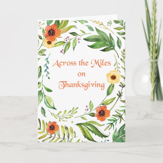 Across the Miles on Thanksgiving Wreath Card (Front)