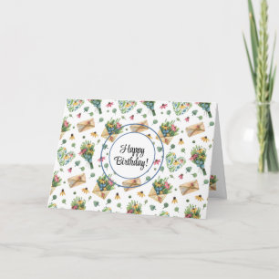 Across the Miles Pretty Watercolor Happy Birthday Card