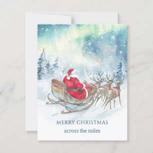 Across the Miles Santa Reindeers Sleigh Christmas Holiday Card