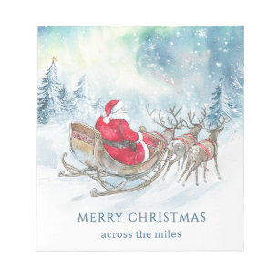 Across the Miles Santa Reindeers Sleigh Christmas Notepad
