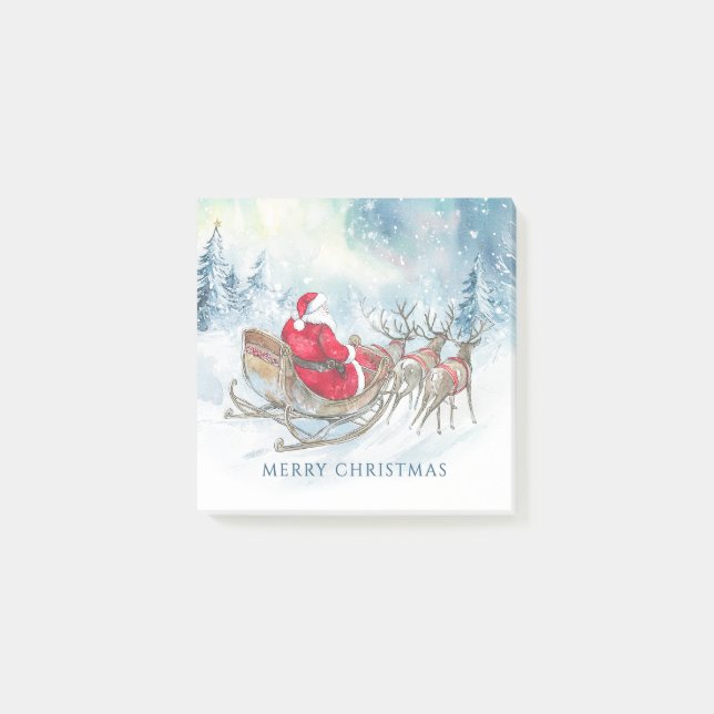 Across the Miles Santa Reindeers Sleigh Christmas Post-it Notes (Front)