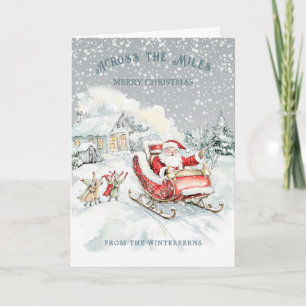Across the Miles Santa Sleigh Christmas Holiday Card