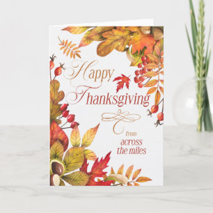 Across the Miles Thanksgiving Autumn Botanical Holiday Card