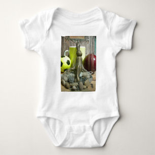 Across the Pitch & Crease: Football Cricket Blend Baby Bodysuit