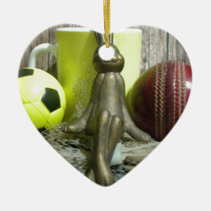 Across the Pitch & Crease: Football Cricket Blend Ceramic Tree Decoration