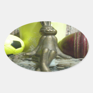 Across the Pitch & Crease: Football Cricket Blend Oval Sticker