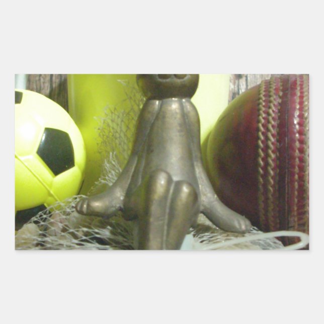 Across the Pitch & Crease: Football Cricket Blend Rectangular Sticker (Front)