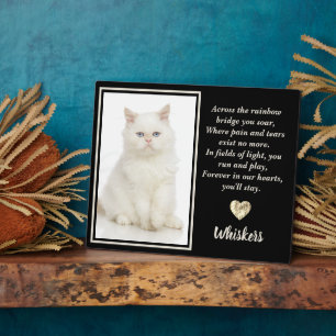Across The Rainbow Bridge White Pet Cat Dog Plaque