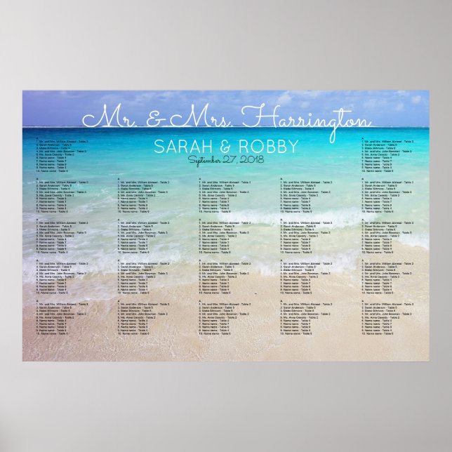 Across the Sea Horizon Wedding Seating Chart (Front)