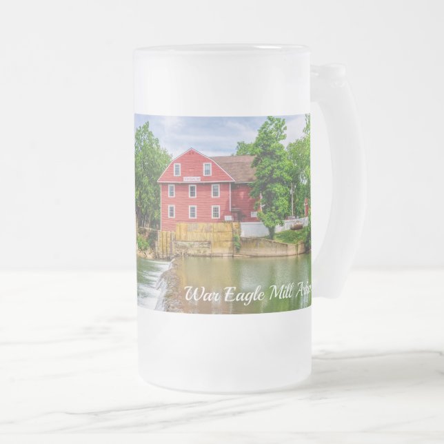 Across War Eagle Creek Waterfall Frosted Glass Bee Beer Mug (Front Right)