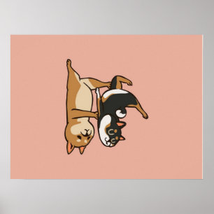 Acroyoga Shiba Inu Cute Shiba Inu Yoga Lovers Poster