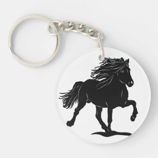 Acryl key trailer with Iceland horse Key Ring