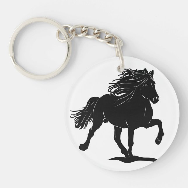 Acryl key trailer with Iceland horse Key Ring (Front)