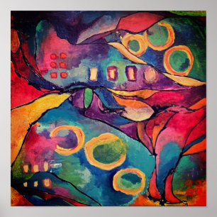 Acrylic Abstract Colourful unique art print