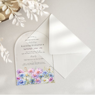 ACRYLIC ARCH 80 Birthday September Birth Flower Acrylic Invitations