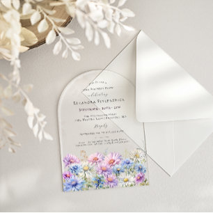 ACRYLIC ARCH 95 Birthday September Birth Flower Acrylic Invitations
