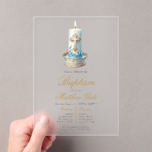 Acrylic Baptism with candle invitation