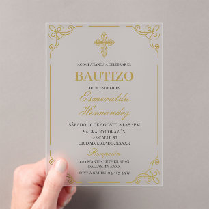 Acrylic Bautizo Spanish Invitation