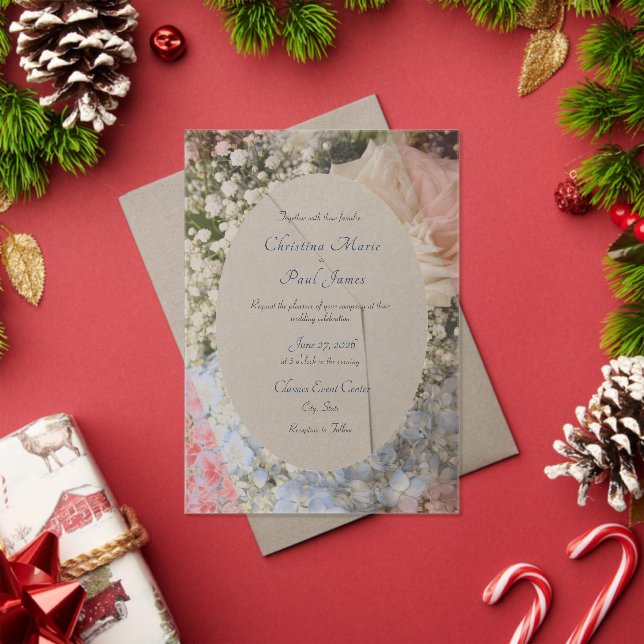 Acrylic Blue and white Floral Wedding Invitation  (Insitu (Holiday))