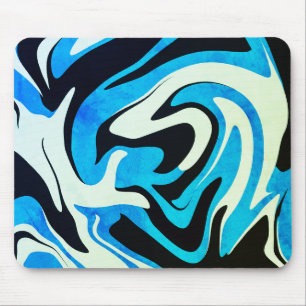 Acrylic Blue Black Liquid Abstract Pattern Mouse Mat