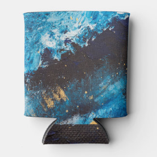 Acrylic blue, starry sky painting. can cooler