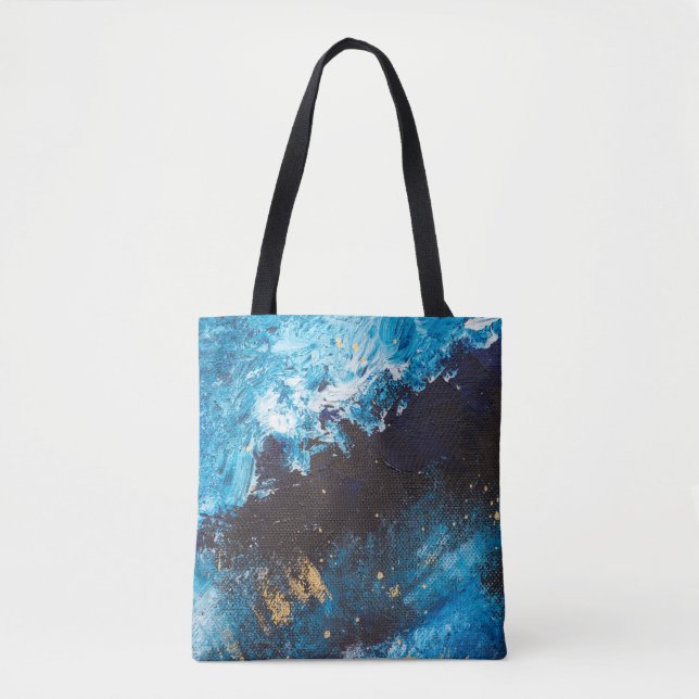 Acrylic blue, starry sky painting. tote bag (Front)