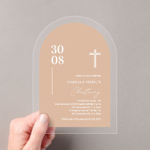 Acrylic Blush Pink Christening Invitation