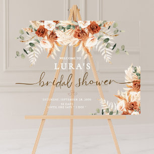 Acrylic Boho Floral Bridal Shower Welcome Sign