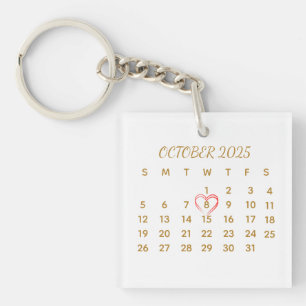 Acrylic Calendar – Personalised Date Highlight Key Ring