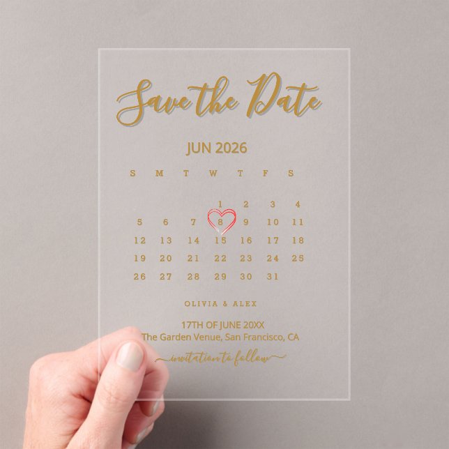 Acrylic Calendar Save the Date  Invitations (Insitu (Handheld))