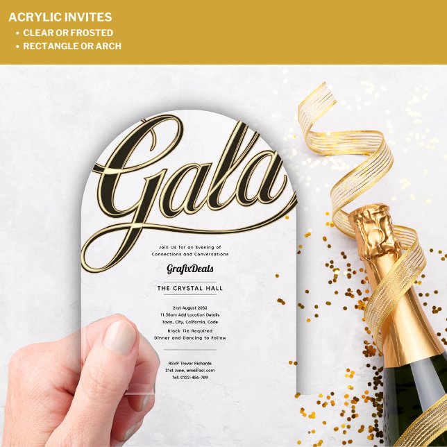 Acrylic Clear Gala Business Charity Corporate Gold Acrylic Invitations (Creator Uploaded)