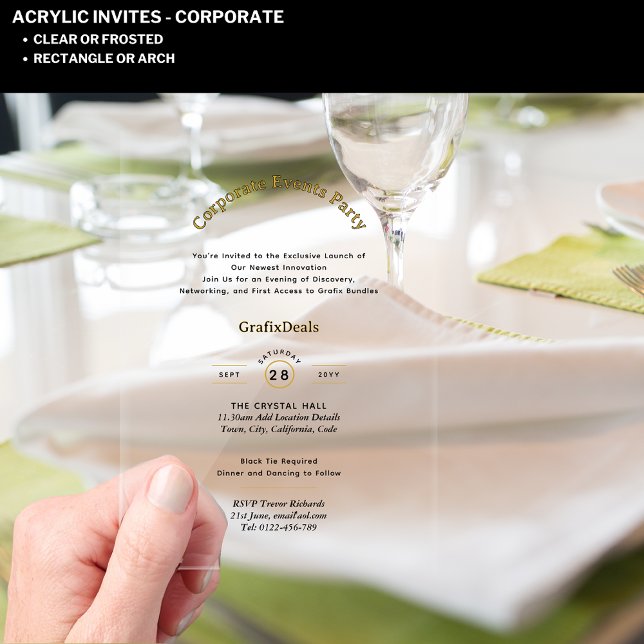 Acrylic Clear Product Launch Corporate Events Chic Invitations (Creator Uploaded)