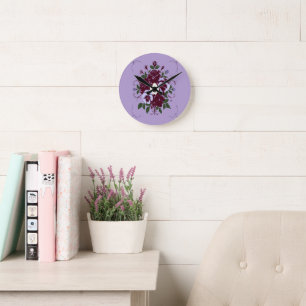 Acrylic Clock Violet Bouquet