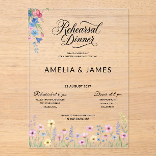 Acrylic Colourful wildflower  rehearsal dinner Invitations