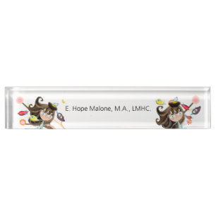 Acrylic Desk Name Plate Whimsy Birds